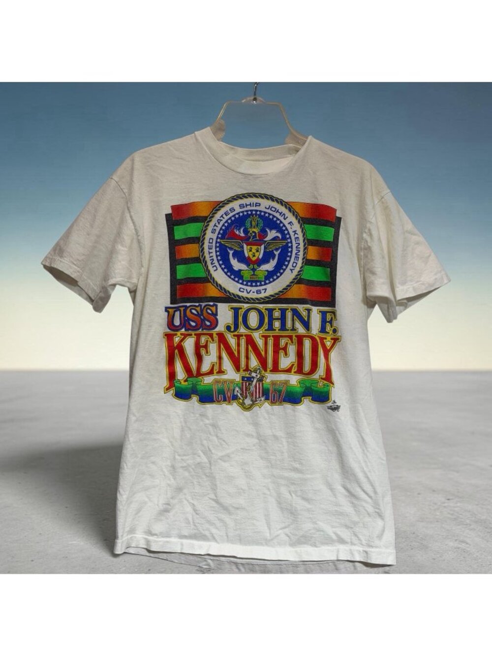 Vintage USS John F Kennedy Tshirt  Military  Size L Single Stitch USA Navy